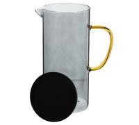 Bollitore in Vetro da 1,5 l Nero, Beccuccio Olecrano, Facile | Acqua Fredda e Succhi, Design Coperchio Filtrante, Pulizia Semplice, Presa Comoda e Uso Quotidiano