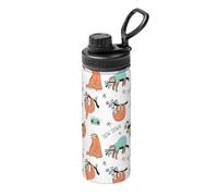 Bollitore isolato da 510 g, in acciaio inox, con stampa musicale, bradipi appesi al ramo di albero, per viaggi, sport, fitness