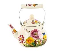 Bollitore moderno in smalto con motivo floreale e a farfalla, teiera vintage antiruggine, bollitore smaltato con manico fresco(1.5L)