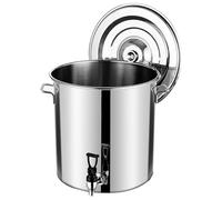 Bollitore per birra in acciaio inox con beccuccio e coperchio, pentola da 30 l, resistente per cucinare all'aperto e fare birra