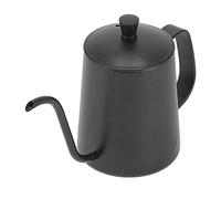 Bollitore per caffè a collo di cigno da 350 ml, bollitore per caffè a versamento con beccuccio lungo per un’erogazione precisa, teiera in acciaio inox 304 per la di casa, l’ (Nera)