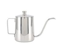 Bollitore per caffè a collo di cigno in acciaio inossidabile, beccuccio stretto portatile, versare sopra la caffettiera per preparare caffè, tè, latte manuale, una persona (Argento da 350 ml)