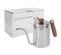 Bollitore per caffè da versare sopra il caffè in acciaio inossidabile 304 da 600 ml con beccuccio di precisione con manico in legno per finitura con impronta digitale termica a (Luce per specchio