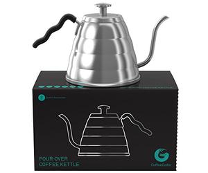 Bollitore per Caffè POUR OVER 1.2 L in acciaio inossidabile con Termometro integrato da Coffee Gator - Mai più chicchi bruciati : per un perfetto caffè americano fatto a mano