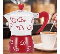 Bollitore per Caffettiera Durevole in Alluminio per Ufficio Domestico, Materiale Atossico Sicuro Inodore, Caffettiera Manuale Facile da Usare per Casa e Ufficio (Cuori rossi, fai attenzione)
