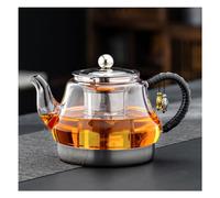 Bollitore per Fornelli Speciale Teiera con Manico Freddo, Teiera in Vetro Borosilicato Resistente al Calore con Filtro Interno in Acciaio Inox, Bollitore per Tè con Fiori in Vetro per Fornelli - 800ml