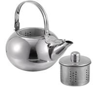 Bollitore per Tè in Acciaio Inox Manico Comodo e Filtro | Argento, Fondo Resistente al Calore, Adatto AI Fornelli a Gas, per Casa e Cucina Quotidiana