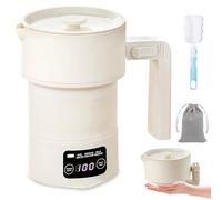 Bollitore pieghevole da 600 ml, piccolo bollitore da viaggio portatile in acciaio inox e silicone, piccolo bollitore da campeggio pieghevole con 9 livelli di temperatura, silenzioso e sicuro per