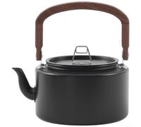 Bollitore portatile da campeggio da 1,2 l, con struttura in alluminio, manico in noce e beccuccio per flusso fluido, per birra all'aperto (nero)
