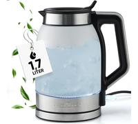 Wks 1215g Bollitore In Vetro Elettrico 1.7 L, senza Bpa, illuminazione Interna, senza Fili 2200w Argento