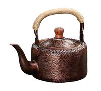 Bollitore sifflante da campeggio - Bollitore da fuoco in rame puro per fornelli a gas, pentola per acqua portatile con manico ergonomico, ebollizione rapida per uso outdoor(C,7l)