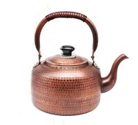 Bollitore sifflante da campeggio - Bollitore da fuoco in rame puro per fornelli a gas, pentola per acqua portatile con manico ergonomico, ebollizione rapida per uso outdoor(B,7l)