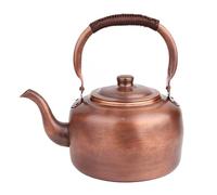 Bollitore sifflante da campeggio - Bollitore da fuoco in rame puro per fornelli a gas, pentola per acqua portatile con manico ergonomico, ebollizione rapida per uso outdoor(A,7l)