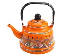 bollitore, teiera, caffè, Bollitore for tè in smalto floreale con manico Cool Touch Multicolor, dimensioni multiple(Oranje,1.7L)