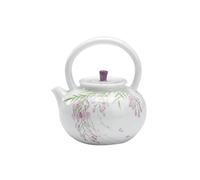 Bollitore Teiera con fiori di glicine dipinta a mano in porcellana bianca con manico a cerchio pentola for tè bollitore piccolo set da tè cinese ornamenti per tè, Latte, Caffè, Teiera da Ufficio