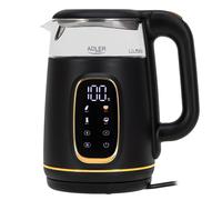 Adler bollitore elettrico 1 litro con regolazione della temperatura - 1,7 L - display LED e pannello touch - 5 programmi di temperatura - funzione di mantenimento del calore - 2200 W