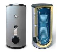 Bollitore vetrificato 300 lt doppio serpentino fisso, coibentazione in PU rigido