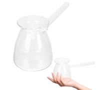 Bollitore Vetro Spesso per Tè e Latte, Manico Laterale | Resistente da Meno Trenta a Cento Gradi, Beccuccio a V, Forma Rotonda, per Cucina e Bevande Calde