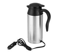Bollitore Viaggio, Bollitore Elettrico per Auto Portatile in Acciaio Inossidabile 12V 750 ml con Tazza di Riscaldamento per Auto con Elastico Sigillato per Acqua Calda, Caffè, Tè