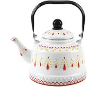 bollitore vintage, Bollitore da tè vintage smaltato con manico ergonomico pieghevole - for fornelli a gas e a induzione(White,1.1L)