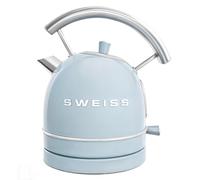 SWEISS Bollitore elettrico vintage KTL6 1,8L, acciaio inox, 2200W, compatto, pratico Ebollizione rapida, Livello dell'acqua visibile e graduato, Spegnimento automatico, Base 360°, Azzurro