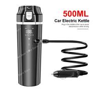 Bollitori elettrici portatili da 500 ml Bollitore per tè e caffè 12V 24V Tazza di riscaldamento Display LCD Caldaia per acqua calda Bottiglia di riscaldamento Tazza 4 modalità