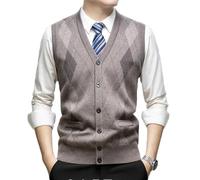 Bollrllr Gilet da uomo in lana lavorato a maglia senza maniche con bottoni gilet ispessito scollo a V casual gilet di grandi dimensioni, B, XXL