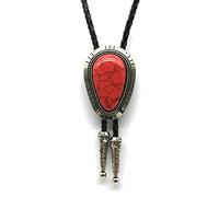 Bolo Cravatte Per Uomo - Accessori Per Camicie Con Cravatta Turchese Con Ciondolo A Goccia D'Acqua Con Motivo Antico, Collana Per Tutto Il Fiammifero Femminile Maschile Europeo E Americano, Rosso, T