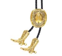 Bolo Cravatte per Uomo Western - 3D Cowboy Cappello Bolo Cravatta Design con Stivali Vintage Cowboy Bolo Cravatta Western Bolotie Cowboy Bola Cravatta, Cappello da cowboy in oro, Large