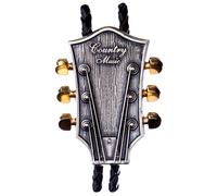 Bolo-Tie Come Testa Di Chitarra, Chitarra, Argentato E Dorato, Cravatta Western