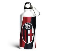 Bologna FC Borraccia in Alluminio, 400 ML, con Moschettone, Bianco e Rossonero