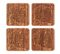 Bologna Mappa della città Sottobicchiere, set di 4 sottobicchieri in legno Sapele con mappa della città, fatto a mano