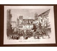Bologna nel 1866 Terza guerra d'indipendenza Passaggio truppe per Piazza Nettuno