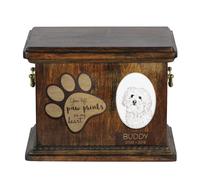 Bolognese - Urna per cenere di cane con piatto in ceramica Art Dog IT