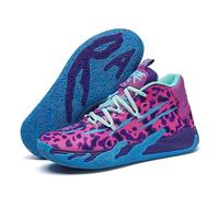 Bolognifi Scarpe da Basket Alte Unisex, Suola in Gomma Antiscivolo, Ideali for allenamenti e Partite all'aperto(Pink,43 EU)