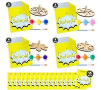 Bolonki Kit 16 Trottole da pittura, per dettagli di compleanno bambini, regali di compleanno per bambini, per scuola, artigianato, bambini, idee regalo per gli ospiti, riempimento pignata, dettagli
