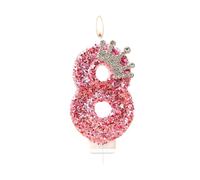 Bolosa Candele di compleanno, candele di compleanno, 8 compleanno, candele di compleanno, numero 8, rosa principessa con corona, compleanno per ragazze, adulti, anniversari, feste di compleanno