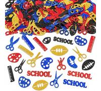 Bolosa Coriandoli glitterati con scritta "Back to School", multicolore, a tema scolastico, forbici, righello, pettine
