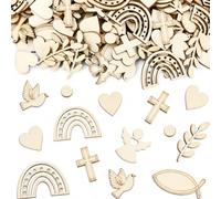 Bolosa Coriandoli in legno per battesimo, tema religioso, croce, colomba, angelo, arcobaleno, cuore, ramo d'ulivo ritagliati per progetti fai da te