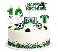 Bolosa Decorazioni per torta per 10° compleanno con candele numero 10, 7 pezzi, verde per 10° compleanno, set con porta e camicia, decorazione per feste a tema sportivo per bambini, giovani giocatori
