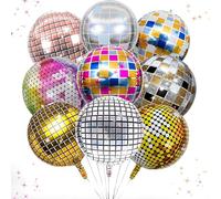 Bolosa Palloncini da discoteca 4D, 9 pezzi, decorazioni per feste in discoteca, palloncini in lamina da discoteca da 56 cm con 9 disegni colorati, decorazioni retrò per feste di compleanno, feste di