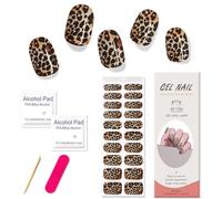 Boloshine 20Pcs Smalto Adesivo per Unghie, Lunga Durata Unghie Gel Adesive UV, Autoadesiva Semi Indurite Strisce per Smalto Gel per Unghie (Stampa Leopardo Selvaggio)