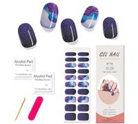 Boloshine 20Pcs Smalto Adesivo per Unghie, Lunga Durata Unghie Gel Adesive UV, Autoadesiva Semi Indurite Strisce per Smalto Gel per Unghie (Cielo Stellato al Crepuscolo)