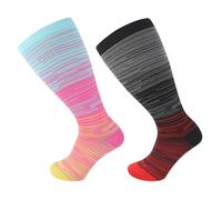 BoloShine 4 Paia Calze Compressione Graduata Uomo Donna, Extra Larghi Calze Contenitive Diabetici, Antiscivolo Calze Senza Cuciture Elastiche Antitrombo (4XL, Rosso Giallo + Grigio Rosso)