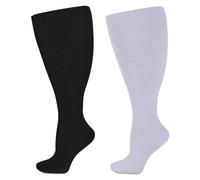 BoloShine 4 Paia Calze Compressione Graduata Uomo Donna, Extra Larghi Calze Contenitive Diabetici, Antiscivolo Calze Senza Cuciture Elastiche Antitrombo (3XL, Nero + Bianco)