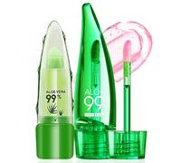 Boloshine Balsamo labbra all'Aloe Vera, Cambiamento di Colore Della Temperatura Olio per Labbra all'Aloe Vera, Olio Gloss Labbra Idratante Lunga Durata per Donne Ragazze(Balsamo Labbra + Olio Labbra)