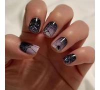 Boloshine Halloween Unghie Finte, 24 Pezzi Corte Quadrate Cacciatore Notte Stellata Press on Nails, Acrilico Copertura Completa Stampa Sulle Unghie, Fake Nails per Donna e Ragazza Manicure Fai da Te