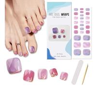 Boloshine Smalto Adesivo per Unghie Piedi, 26Pcs Unghie Gel Adesive UV Nail Stickers, Autoadesive Semi Indurito Strisce Gel Unghie dei Piedi (La Stella Cadente Tra Le Sfumature dell'aurora)