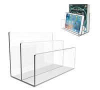 Boloyo Portadocumenti in acrilico a 2 sezioni, organizer trasparente per lettere, adatto per organizer per documenti da ufficio, portafoglio e espositore per borse (2 sezioni, 1 pezzo)