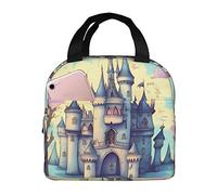 Bolsa de almuerzo con diseño de castillo de cuento de hadas para hombres y mujeres, elegante y grande, reutilizable, para el trabajo, picnic y senderismo, 21,5 cm de largo x 13 cm de ancho x 20 cm